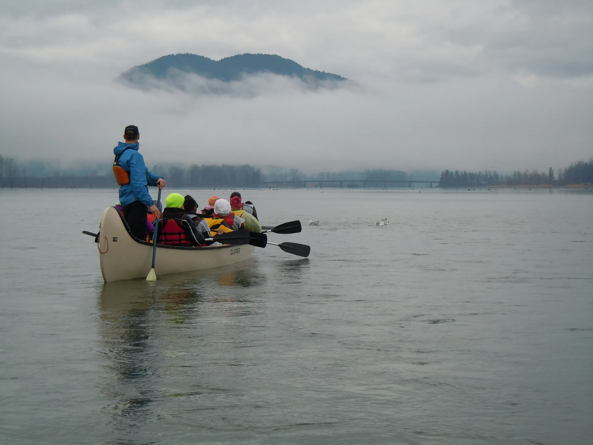 Kayakers paddling on the Hudson River